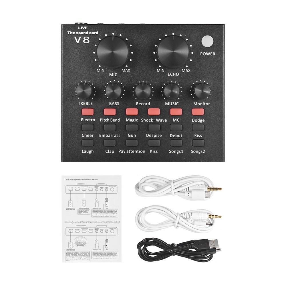 External Audio Mixer Sound Card USB Interface with 6 Sound Modes Multiple Sound Effects