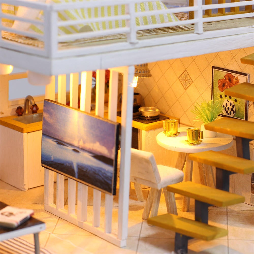 Simple And Elegan DIY Doll House With Furniture Light Cover Gift Toy