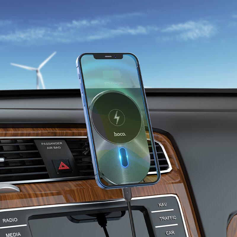 15W Type C PD Magnetic Stand Portable Holder Fast Charging Car Wireless Charger for iPhone 12 12mini 12Pro Max