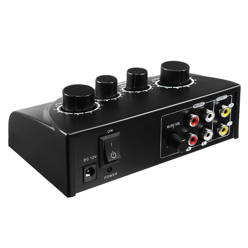 Professional Mini Karaoke Audio Mixer Dual Mic Inputs with Cable for Stage Home KTV