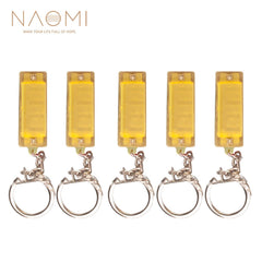 5 PCS 4 Hole 8 Tone Mini Harmonica Keychain Key Rings For Toy Gift Musical Instrument