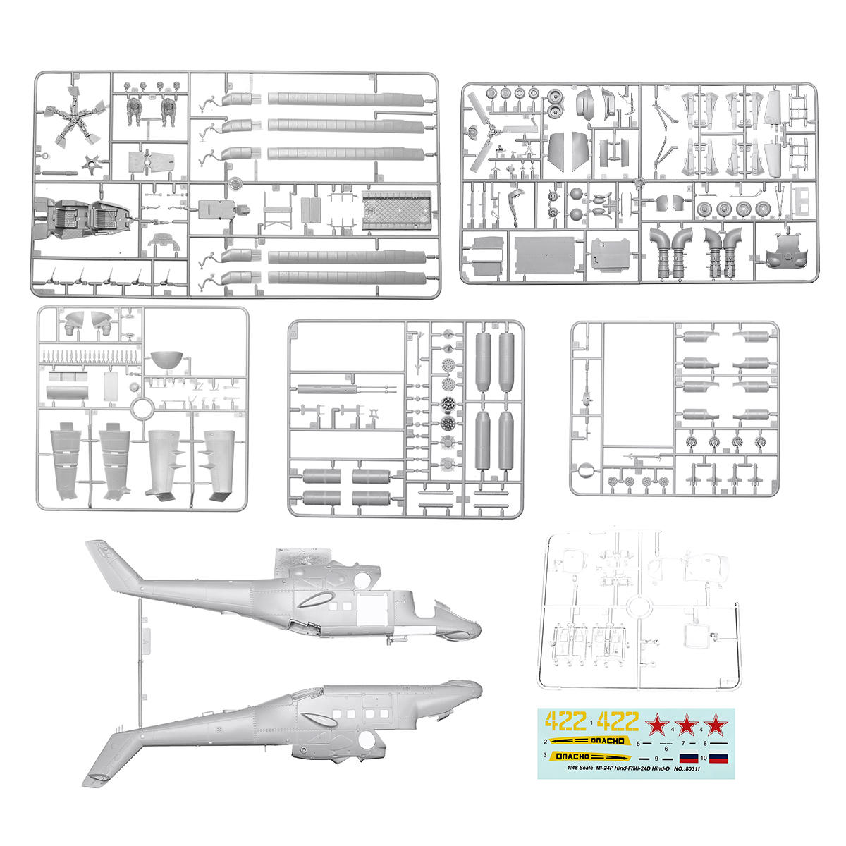 Mi-24P Hind-F/Mi-24D Hind-D 1:48 Scale Static Aircraft Series Helicopter Model Toys