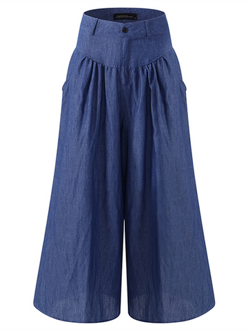 Wide Leg Casual Pure Color Side Pocket Trousers Baggy Pants