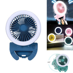 2 In 1Multi-function Mini Fan 2 Modes LED Camping Light 3 Speed USB Rechargeable Carabiner Hook Fan Climbing Outdoor Indoor