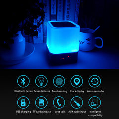 Wireless bluetooth Speaker 5 in 1 HiFi Speaker 7 Color Bedside Lamp Digital Calendar Alarm Clock Touch Control Support TF SD