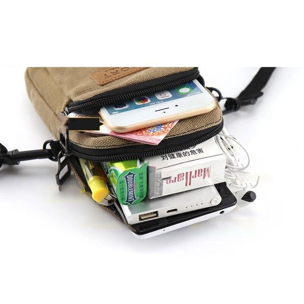 Universal Waterproof Multi-functional Canvas phone bag Shoulder Bag Man Casual Crossbody Waist