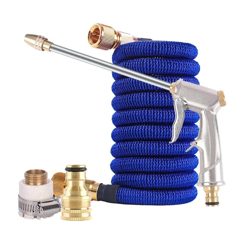 High Pressure Pistol Grip Sprayer Water Gun with Expandable Garden Hose + Pipe Connector Kit
