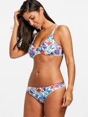 Floral Tropical Strappy Bikini Swimwear - JustgreenBox