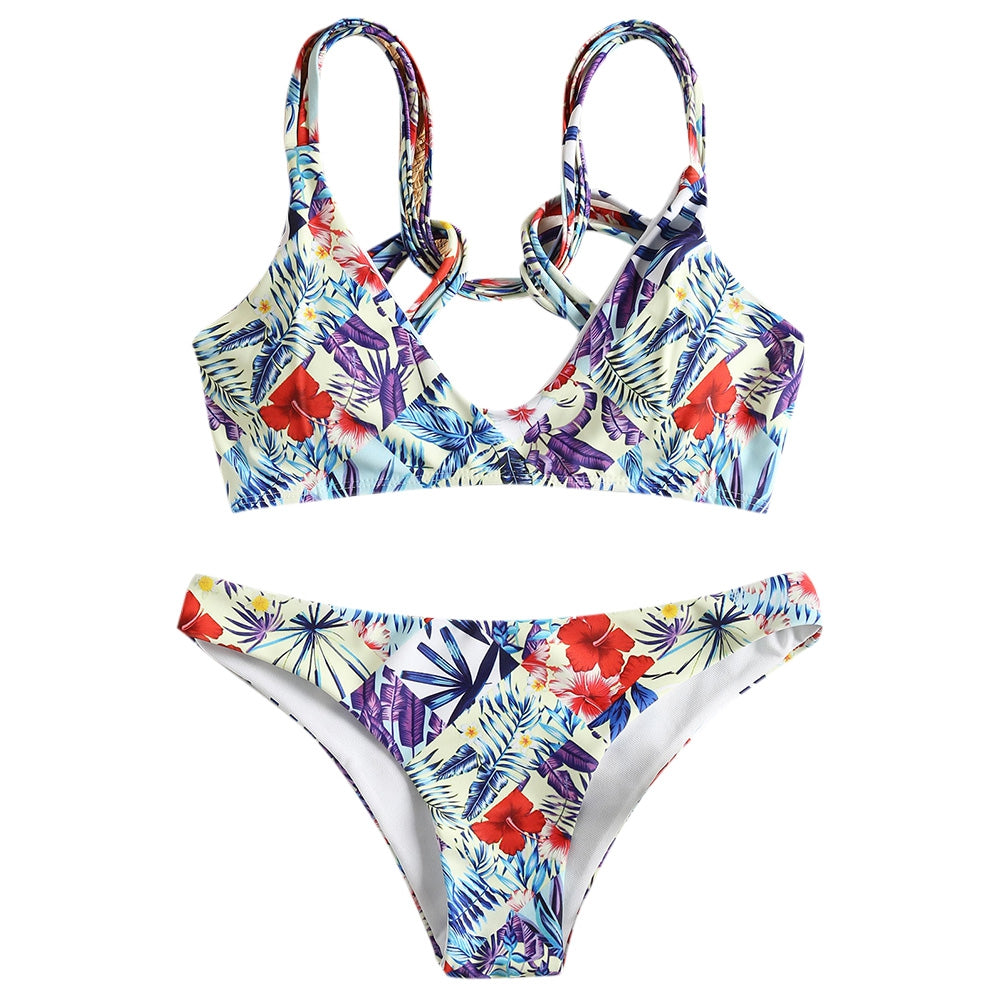 Floral Tropical Strappy Bikini Swimwear - JustgreenBox