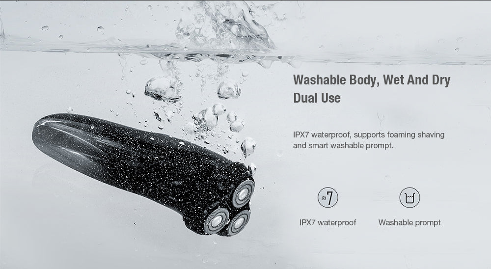 USB Charging LCD Waterproof Wet And Dry Dual Use Electric Shaver (Black) - JustgreenBox