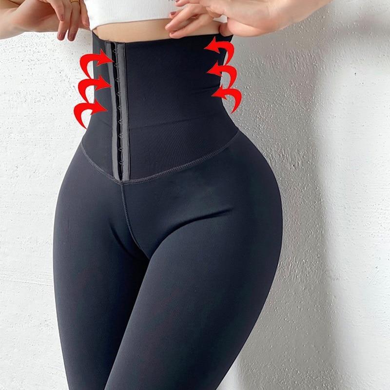 Women Yoga Pants Stretchy High Waist Compression Tights Black Sports Push Up Gym Fitness Leggings