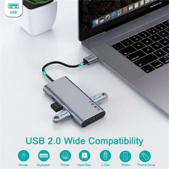 7-In-1 USB 3.0 HUB Docking Station Adapter with 1*USB C PD 100W Power Delivery Compatible with Chromebook