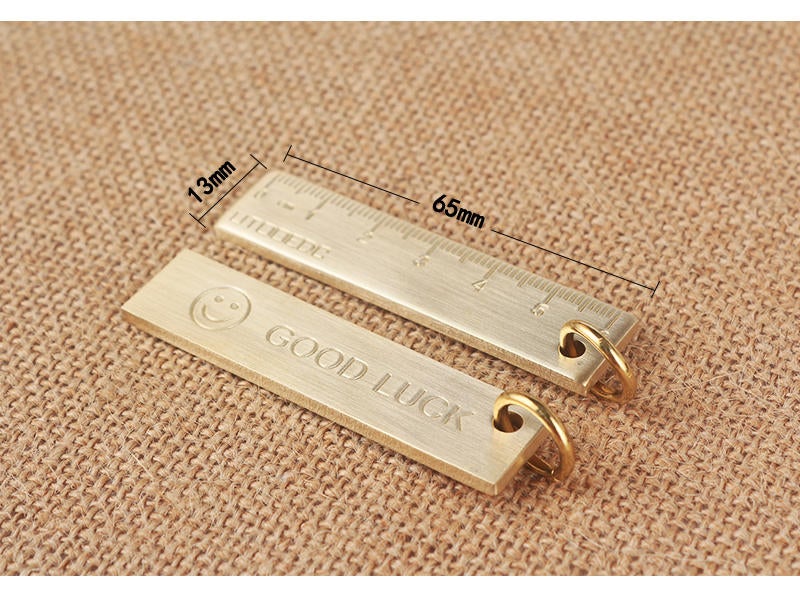 60mm EDC Copper Keychain Good Luck Ruler With Key Ring