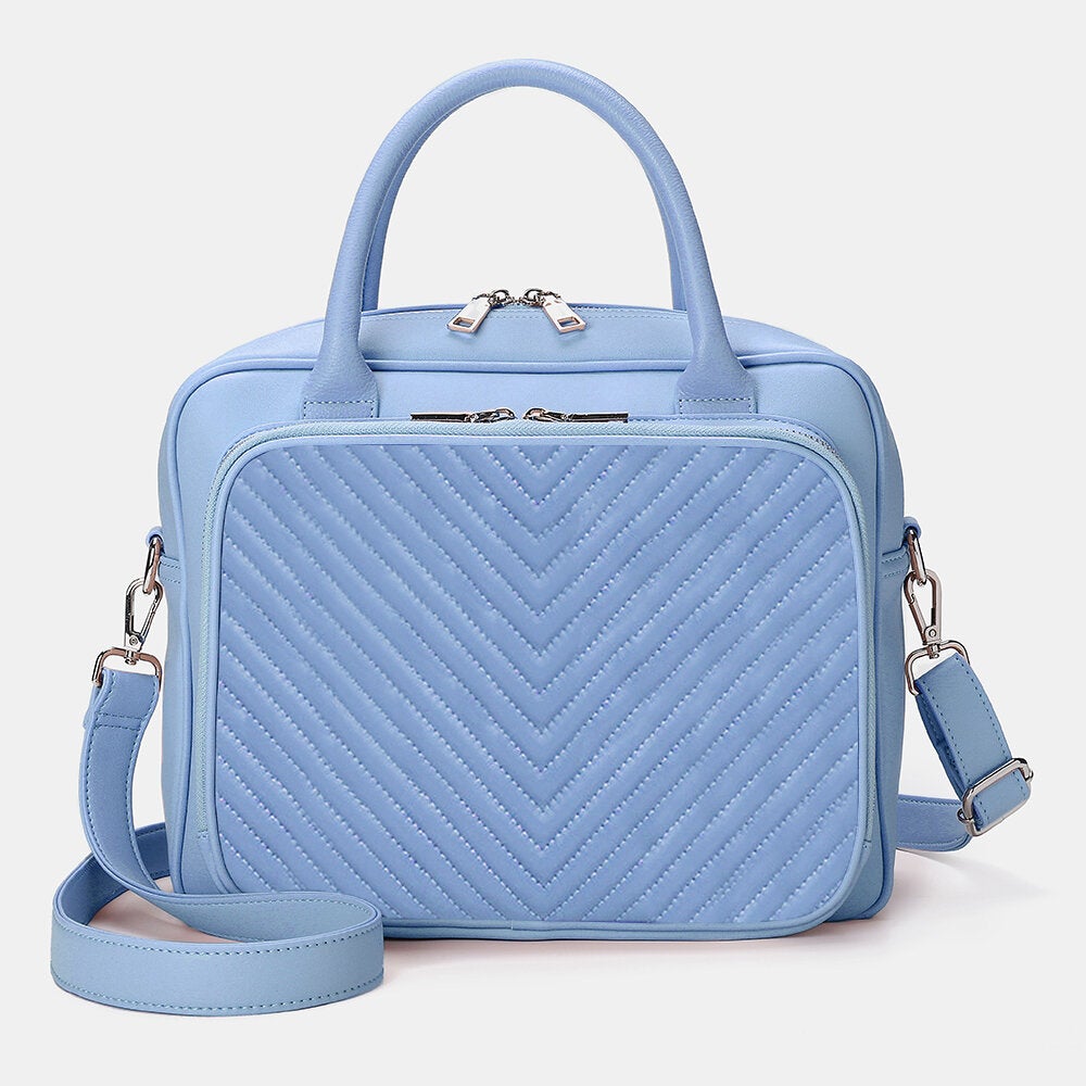 Women Designer Striped Laptop Handbag Crossbody Business Bag For Ladies