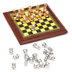 1:12 Scale Miniature Metal Chess Set Board Toys Home Room Ornaments