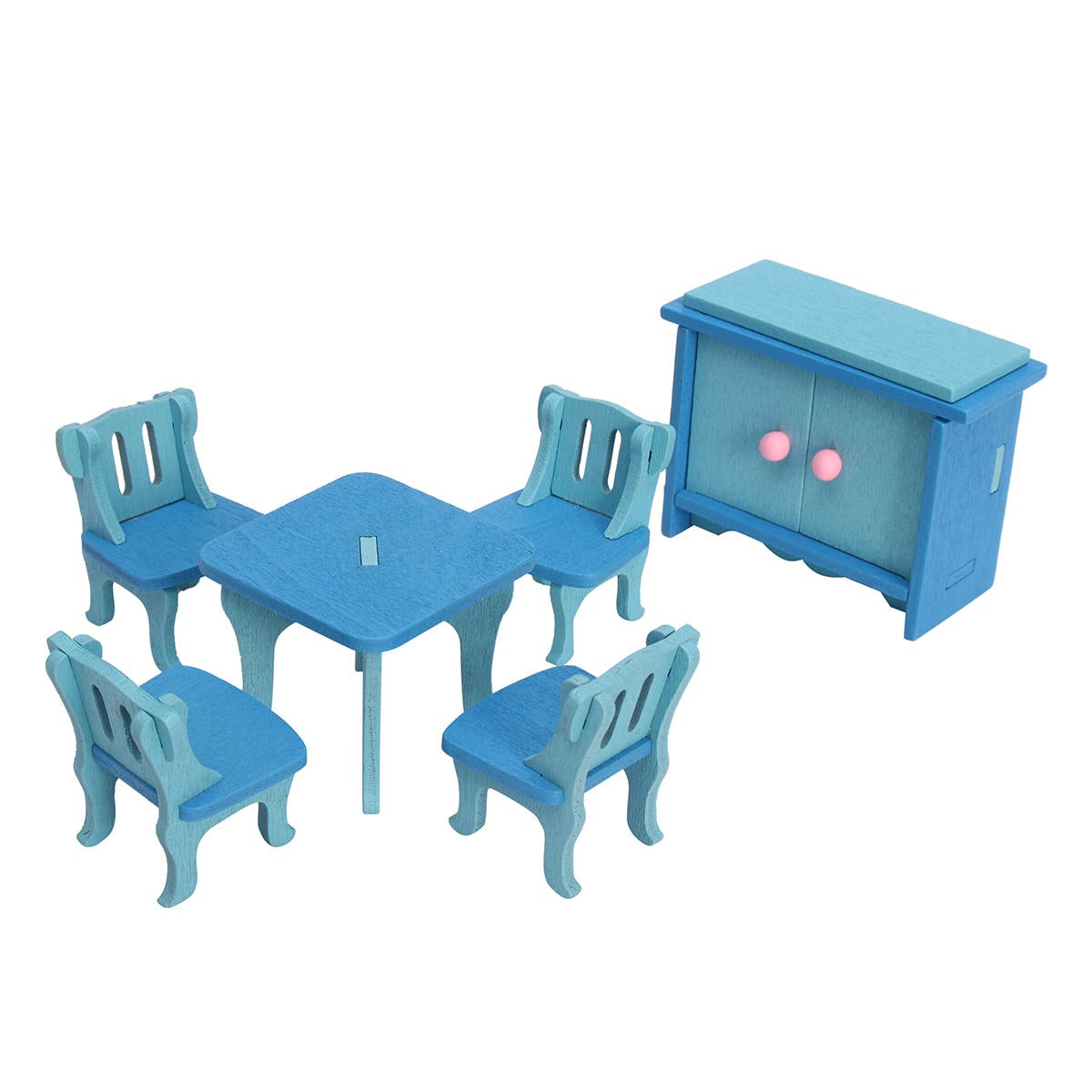 4 Sets of Delicate Wood Furniture Kits for Doll House Miniature