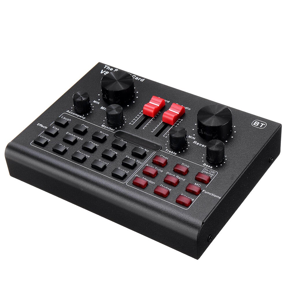 PRO External Audio Mixer USB Interface Sound Card with 15 Modes Multiple Effects