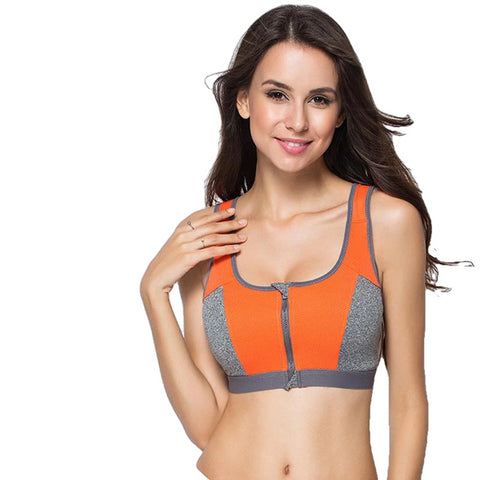 Women Zipper Push Up Bras Shockproof  Underwear Running Vest Gym Workout Tops Yoga Sport - JustgreenBox
