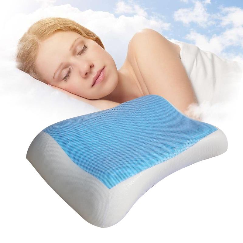 Cotton Memory Orthopedic Sleep Blue Cool Comfort Gel Neck Pillow