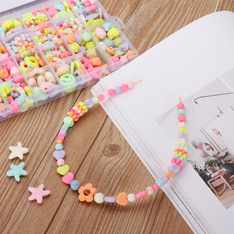 Pop-Arty DIY Beads Girl Necklace Bracelet Jewelry Set With Box Snap-Together Pop Jigsaw Puzzle Toy Gift