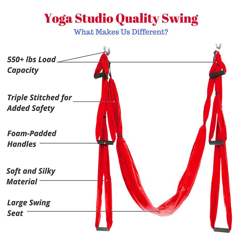 Air Yoga Fitness Swing Hammock 550+LBS Load Capacity