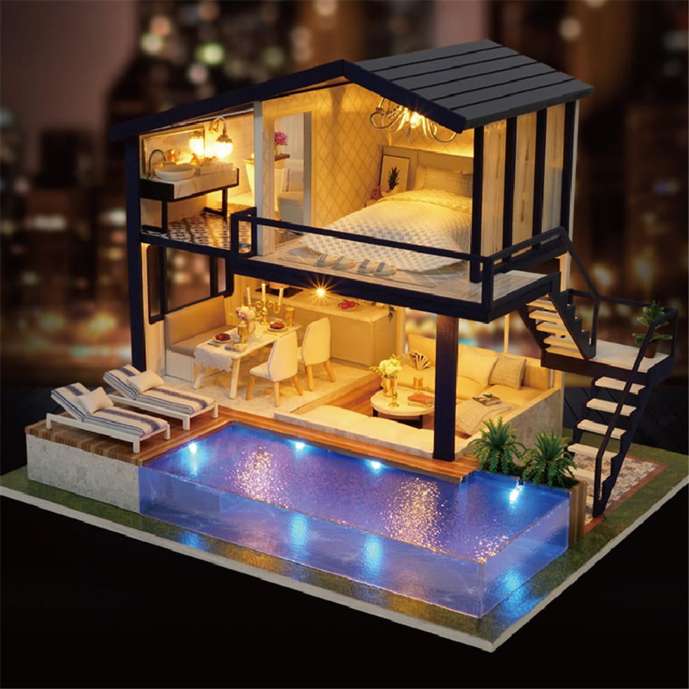 Time Apartment DIY Doll House With Furniture Light Gift House Toy