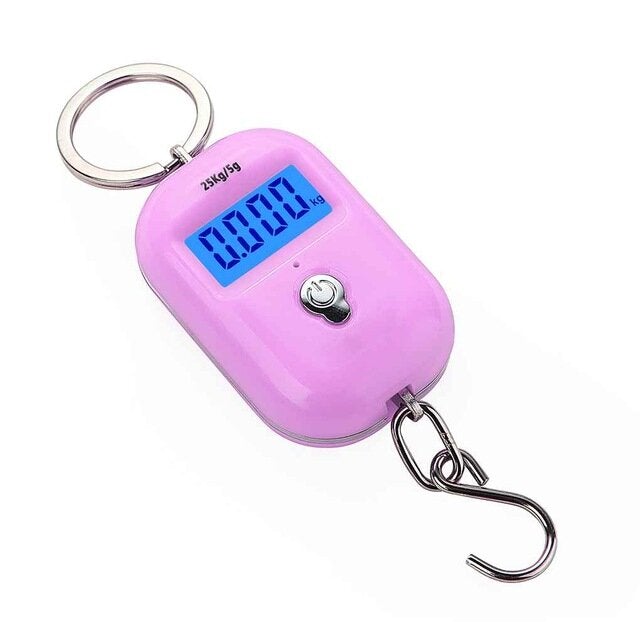 Mini Keychain Digital Hanging Scale Electronic Luggage Hook LCD Backlight Kitchen Steelyard