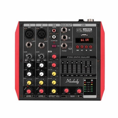 4 Channel Audio Bluetooth Mixer Mixing Console with 7-Band EQualizer USB Phantom Power 48V