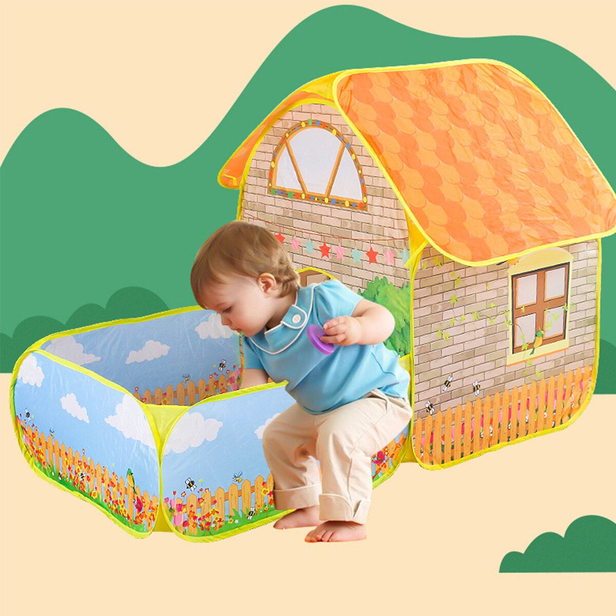 Portable Kids Children Play Tent House Up Tents Beach Pool Tent for Courtyard Garden Playing Crawling Folding Tent Toy