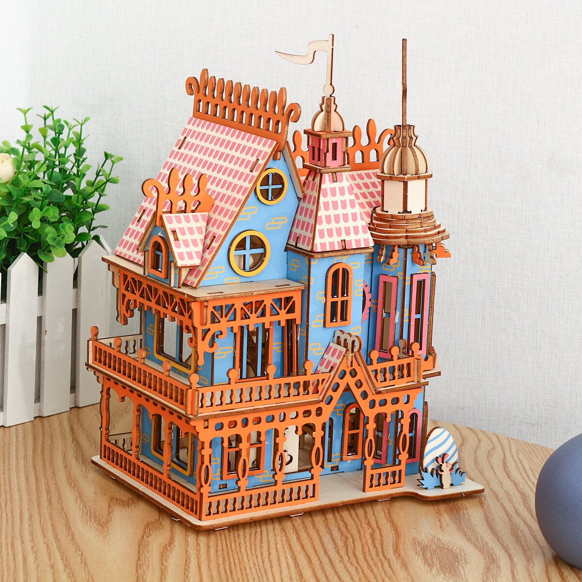 174PCS 3D Wooden Laser Cutting Dream Villa Three-dimensional Assembly Puzzle Model Educational Toys for Kids Gift