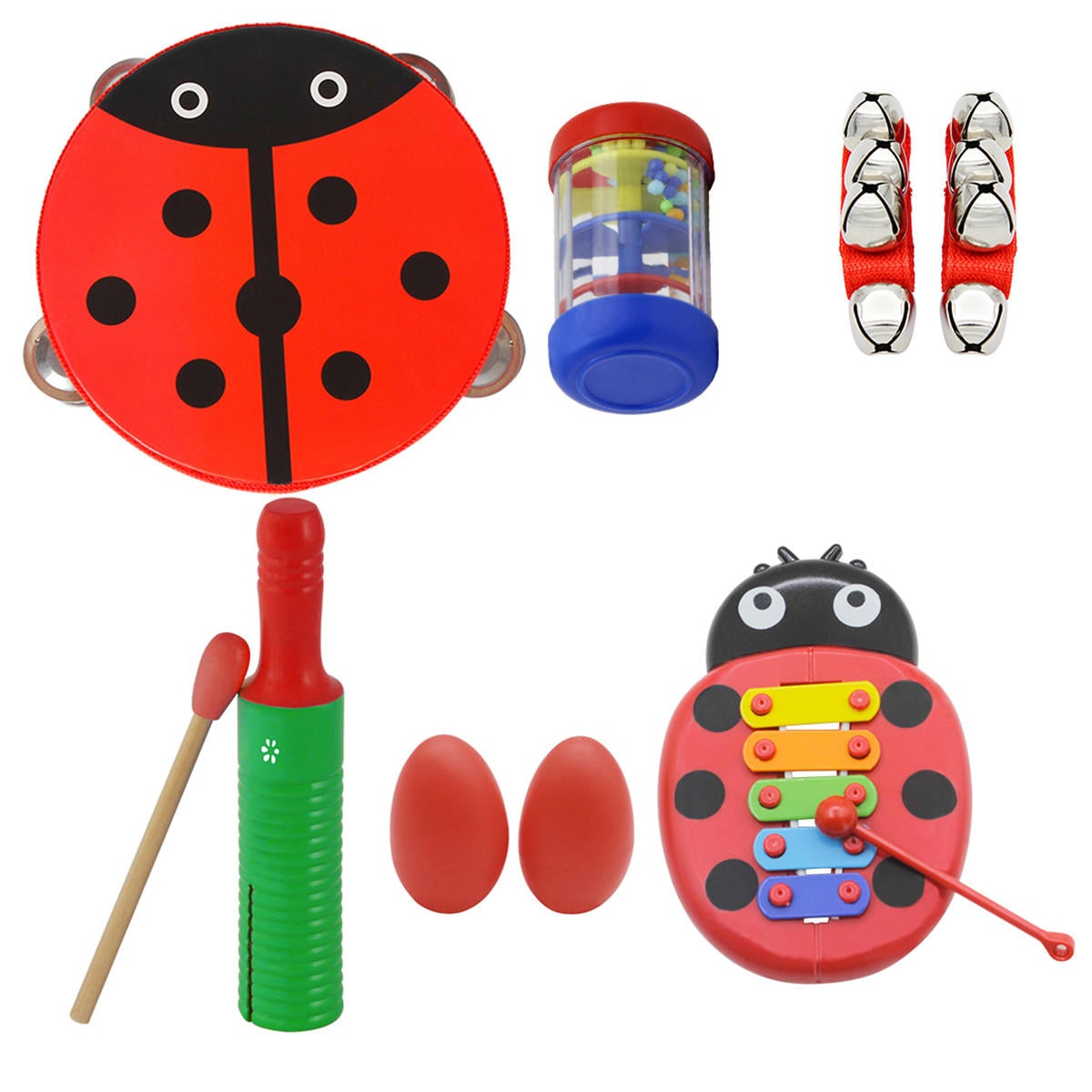 Musical Instruments Sets Hand Drum Egg Maracas Wrist Bell Single Ring Percussion Piano A Section of Rain Educational Gifts