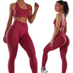 Seamless Gym Set Nylon Woman Sportswear Exercise Leggings Padded Sports Bras Fitness Wear Yoga Suits