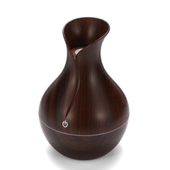 USB Electric Wood Grain Ultrasonic Cool Mist Humidifier Aroma Essential Oil Diffuser LED lights