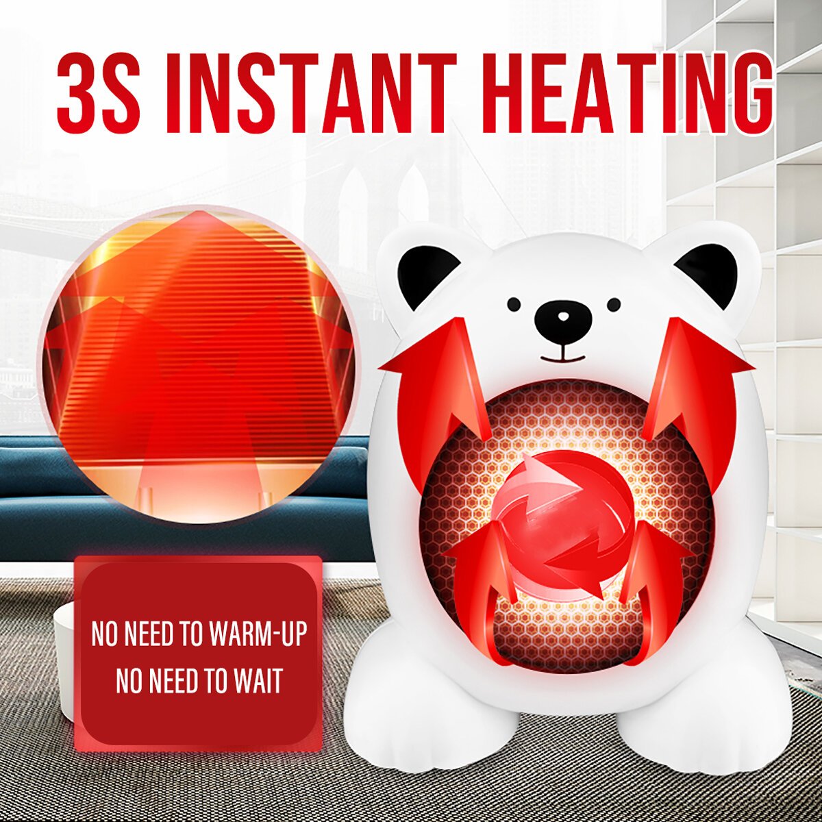 400W Mini Portable Desktop Cartoon Heater Fan Portable Radiator Hot Warmer for Home Office
