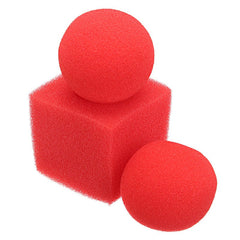 3PCS Kingmagic Magic Ball To Square Sponges Tricks Set Red