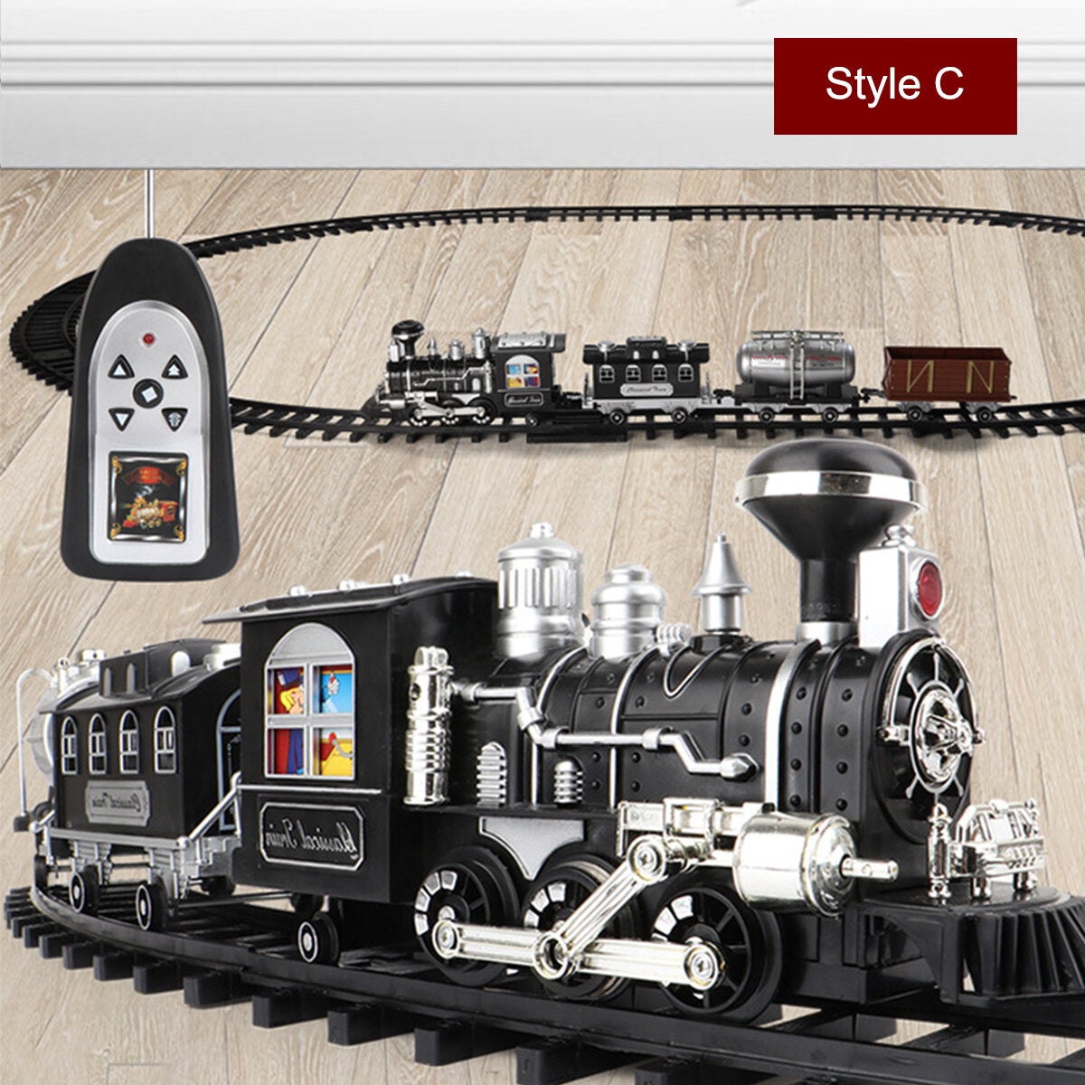 Classical Electric Smart Steam Classical Locomotive Freight Remote Control Train DIY Assemble Model Toy for Kids Gift