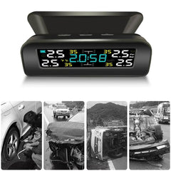 Car TPMS Tire Pressure Monitoring System Wireless Solar Charging Alarm