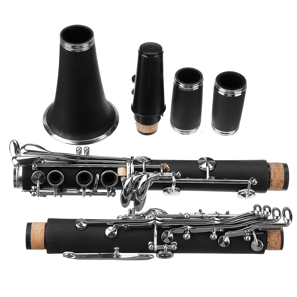 Professional B Tune Clarinet Wood Body Brass Nickel Plated Key with Box