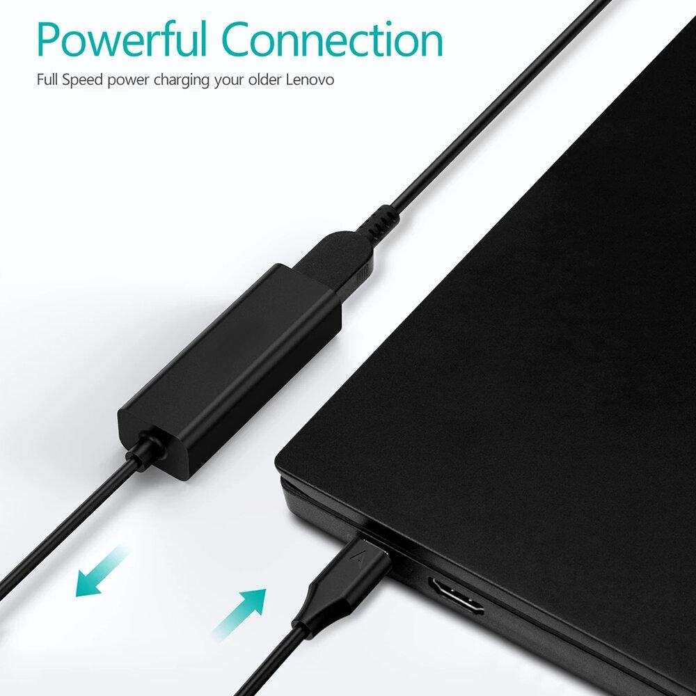 Slim Tip to USB C PD Power Adapter Compatible with ThinkPad Idea Pad Yoga Series