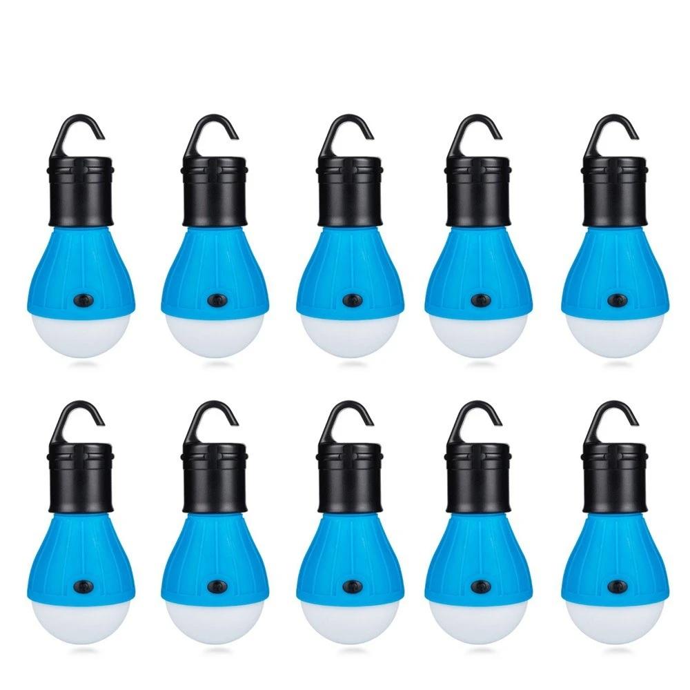 Mini Portable Lantern Tent Light LED Bulb Emergency Lamp Hanging Hook For Camping 10Pcs