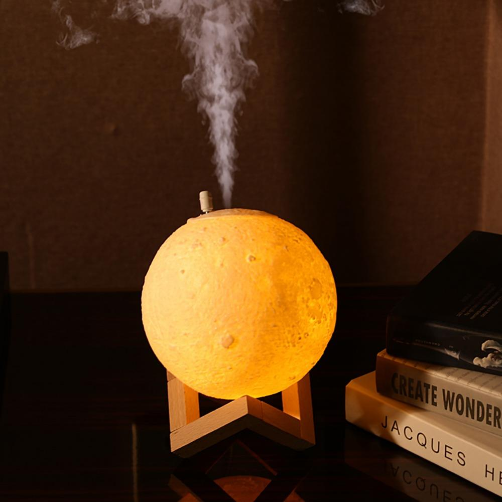 880ML Air Humidifier 3D Moon Lamp Light Diffuser Aroma Essential Oil USB Ultrasonic Humidifier Night Tricolor Mist Purifier