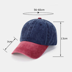 Unisex Washed Cotton Color Matching Baseball Cap Curved Brim Outdoor Breathable Adjustable Sunshade Hat