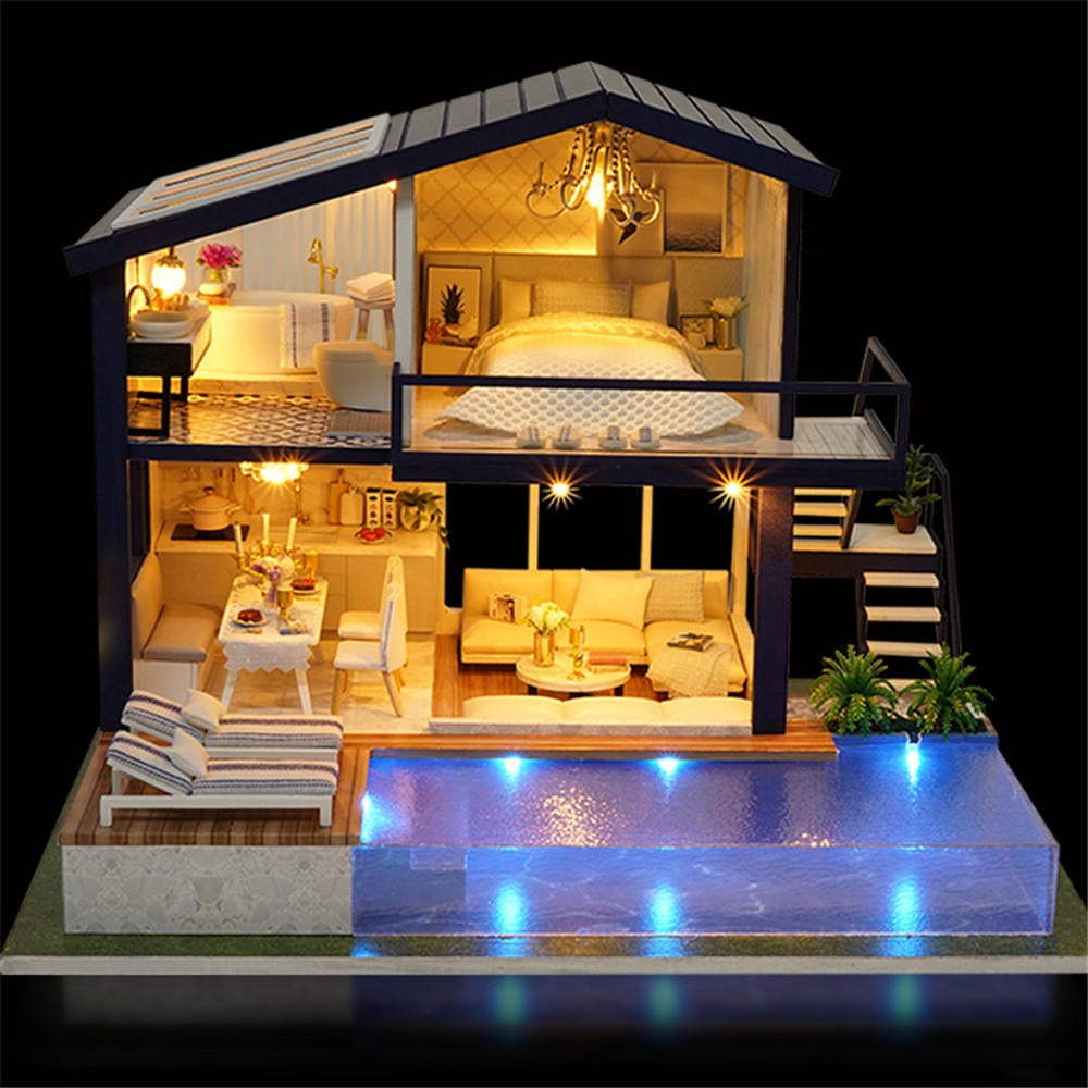 Time Apartment DIY Doll House With Furniture Light Gift House Toy