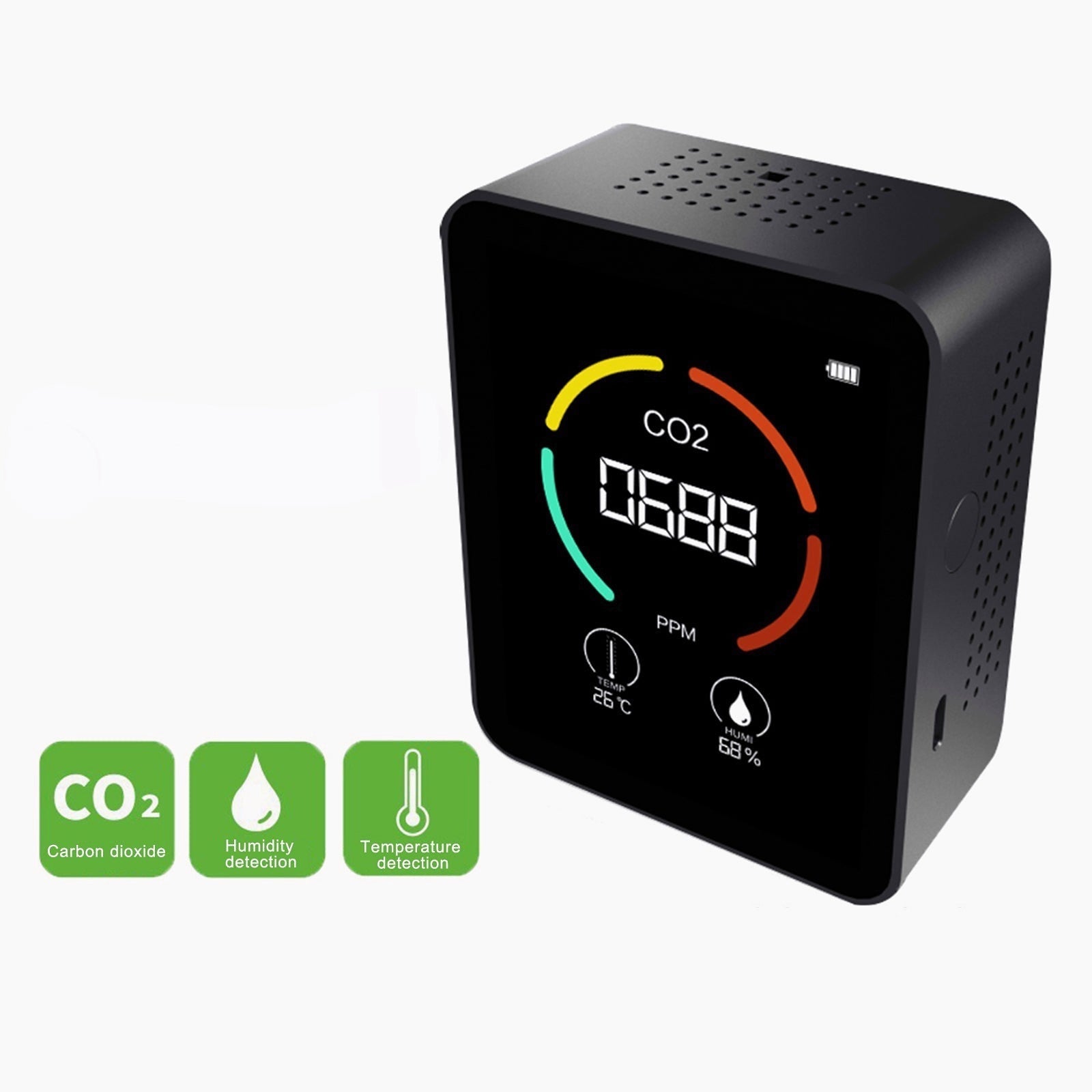 Carbon Dioxide Detector Air Quality Thermometer Hygrometer For Outdoor