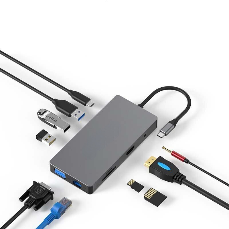 10 In 1 USB-C Hub Docking Station Adapter