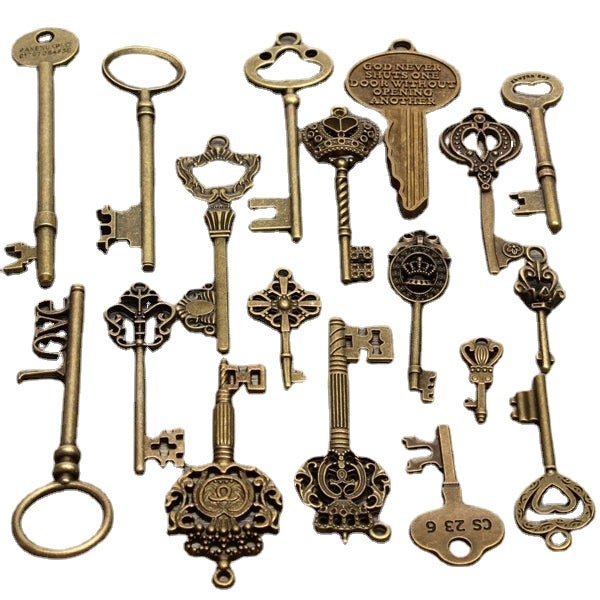 18pcs Antique Vintage Skeleton Key Lot Pendant Heart Bow Lock