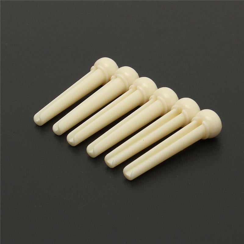 6 Pcs Guitar Bridge Pins Plastic String End Peg for Acoustic Guitar Replacement