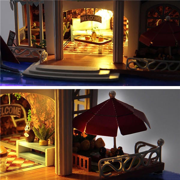 Miniature Model Doll House With Light Cover Extra Gift Decor Collection Toy