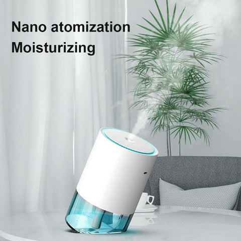 350ml Air Oblique Humidifier Nano Atomization with Colorful Lights 2 Spray Mode USB Charging 1200mAh Battery for Home Office