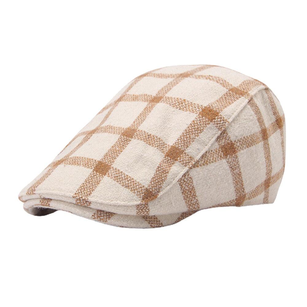 Men Newsboy Hats Colored Lattice Short Brim Dome Outdoor Adjustable Berets Driver Hat